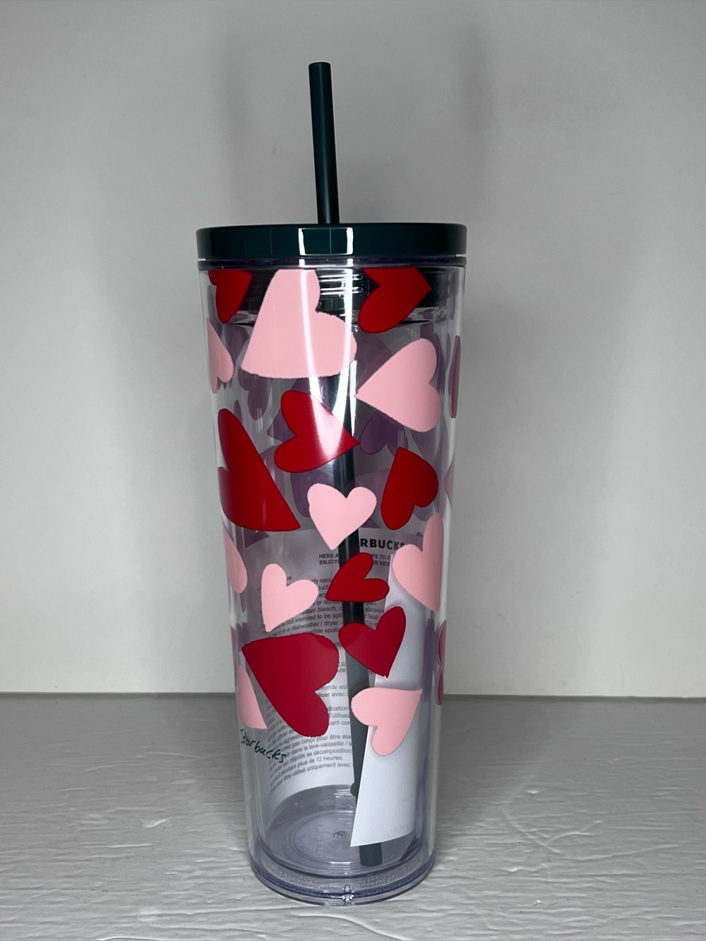 New Starbucks 2026 Hearts Valentine’s Day Cold Cup 24oz Lid & Straw